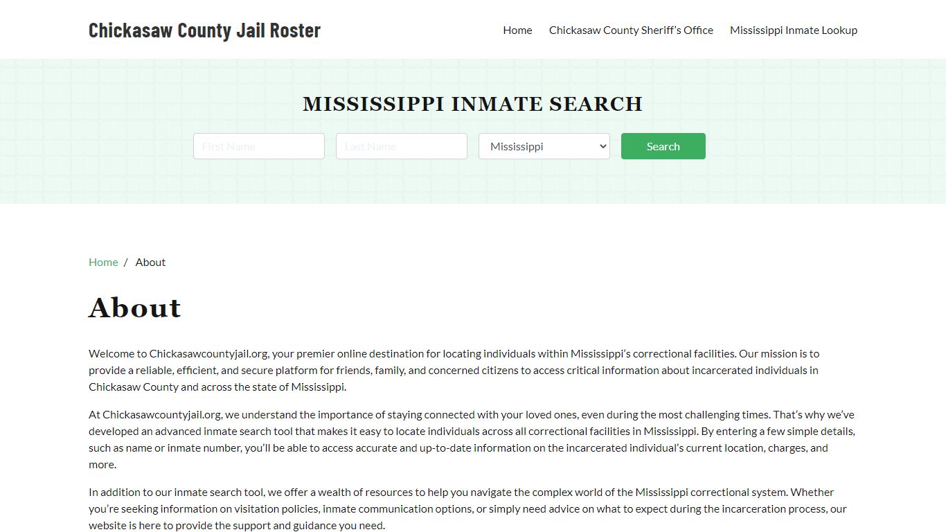 Mississippi Inmate Search - chickasawcountyjail.org